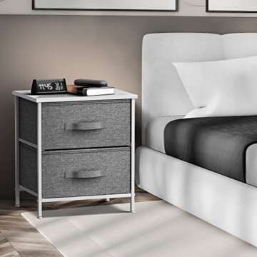 Sorbus Nightstand with 2 Drawers - Bedside Furniture End Table Night Stand with Steel Frame, Wood To...