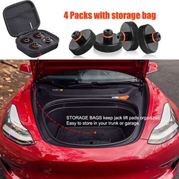 Newace Specific Jack Pad Compatible with Tesla Model 3,Y, 4 Packs with Storage Bag Lift Adapter Puck, Protect Battery,Paint & Chassis