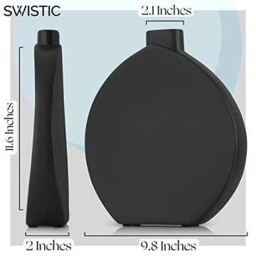 SWISTIC Ceramic vase Modern Decorative Centerpiece for Gifts | Living Room Bedroom Kitchen Table Home Office décor 11.6inch , Black