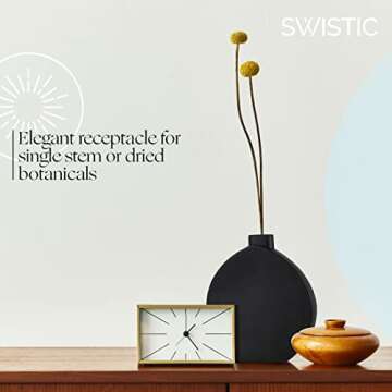 SWISTIC Ceramic vase Modern Decorative Centerpiece for Gifts | Living Room Bedroom Kitchen Table Home Office décor 11.6inch , Black