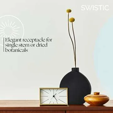 SWISTIC Ceramic vase Modern Decorative Centerpiece for Gifts | Living Room Bedroom Kitchen Table Home Office décor 11.6inch , Black