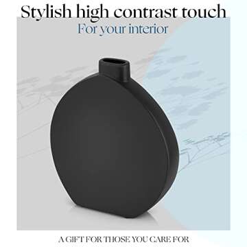 SWISTIC Ceramic vase Modern Decorative Centerpiece for Gifts | Living Room Bedroom Kitchen Table Home Office décor 11.6inch , Black