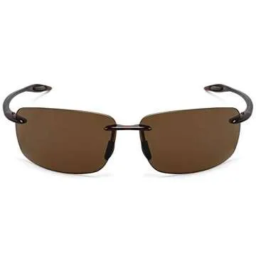 JULI Sports Sunglasses for Men Women Tr90 Rimless Frame for Running Fishing Golf Surf Driving(Brown/...