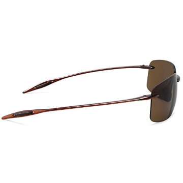JULI Sports Sunglasses for Men Women Tr90 Rimless Frame for Running Fishing Golf Surf Driving(Brown/Brown)
