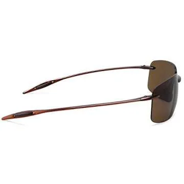 JULI Sports Sunglasses for Men Women Tr90 Rimless Frame for Running Fishing Golf Surf Driving(Brown/Brown)