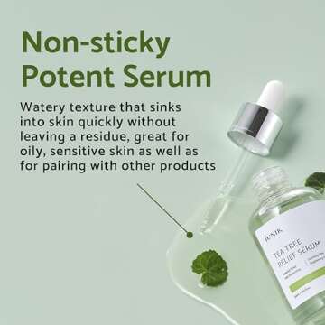 IUNIK Tea Tree 67% Relief Vegan Facial Serum - Non-Sticky | Clear & Balanced Skin w/Centella Asiatica 19% for Soothing Calming Irritated & Acne-prone Skin Ampoule Korean Skincare