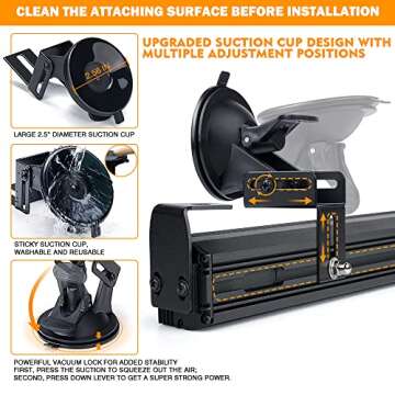 Xprite 31.5 Inch LED Strobe Traffic Advisor Light Bar 21 Flashing Caution Patterns Directional Chase Lightbar w/Suction Cup Mount for Emergency Construction Vehicles Trucks SUV UTV - White & Amber