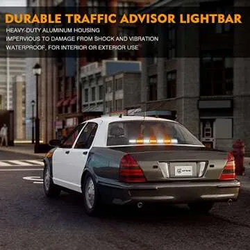 Xprite 31.5 Inch LED Strobe Traffic Advisor Light Bar 21 Flashing Caution Patterns Directional Chase Lightbar w/Suction Cup Mount for Emergency Construction Vehicles Trucks SUV UTV - White & Amber