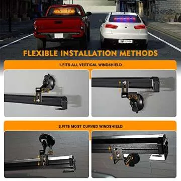 Xprite 31.5 Inch LED Strobe Traffic Advisor Light Bar 21 Flashing Caution Patterns Directional Chase Lightbar w/Suction Cup Mount for Emergency Construction Vehicles Trucks SUV UTV - White & Amber