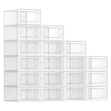 SONGMICS Transparent Shoe Boxes - Pack of 18 - Stylish Storage Solution