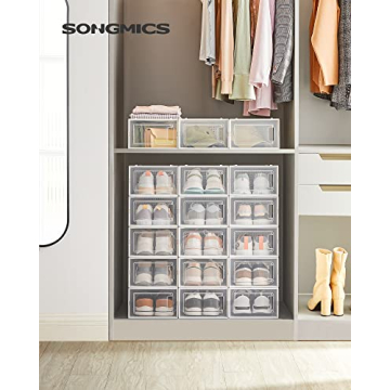 SONGMICS Transparent Shoe Boxes - Pack of 18 - Stylish Storage Solution