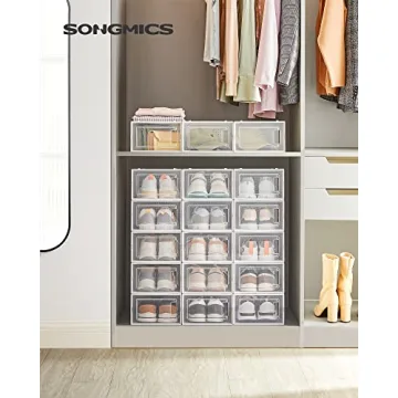 SONGMICS Transparent Shoe Boxes - Pack of 18 - Stylish Storage Solution
