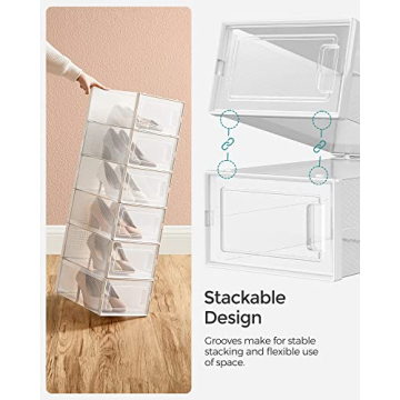 SONGMICS Transparent Shoe Boxes - Pack of 18 - Stylish Storage Solution