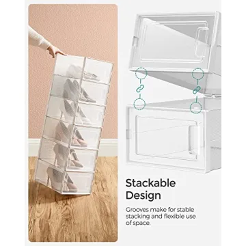 SONGMICS Transparent Shoe Boxes - Pack of 18 - Stylish Storage Solution
