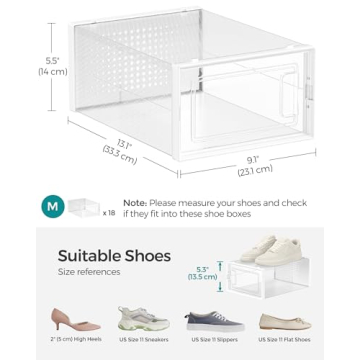 SONGMICS Transparent Shoe Boxes - Pack of 18 - Stylish Storage Solution