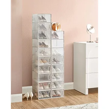 SONGMICS Transparent Shoe Boxes - Pack of 18 - Stylish Storage Solution