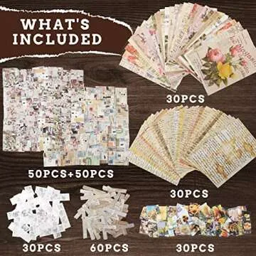 300PCS Vintage Scrapbooking Supplies Scrapbook Paper Journaling Kit Aesthetic Decorative Craft DIY Stickers Kits for Bullet Journaling, Junk Journal, Retro Crafts(Vintage)