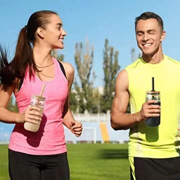 20 OZ Glass Cups with Bamboo Lids and Straws - Beer Can Drinking Glasses with Silicone Protective Sleeve Set, Iced Coffee Glasses, Cute Tumbler Cup for Water, Smoothie, Boba Tea, Gift, 2 Colors