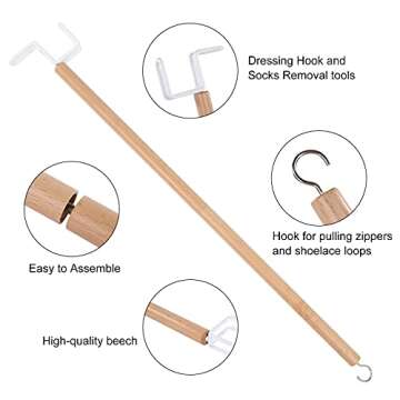 27" Dressing Stick, Sock Remover Tool, Independent Living Aid, Dressing Aids for Shoes, Socks, Shirt...