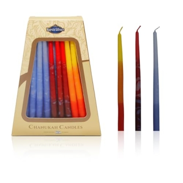 Majestic Giftware Multicolor Hanukkah Candles - CP15 | 45 Dripless Handcrafted Chanukah Candles for ...