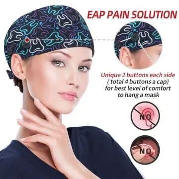 ABAMERICA Working Caps with Button and Sweatband, Adjustable Working Hats for Women Men, One Size (Tie Back or Toggle)