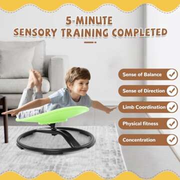 Zhenx Spinning Chair for Kids, Autism Kids Swivel Chair, Kids Sensory Chair, Spinning Chair for Autistic Kids & ADHD Children, Sit and Spin Training Body Coordination (Green)