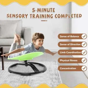 Zhenx Spinning Chair for Kids, Autism Kids Swivel Chair, Kids Sensory Chair, Spinning Chair for Autistic Kids & ADHD Children, Sit and Spin Training Body Coordination (Green)