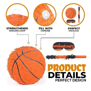 Birchio Basketball Piñata Bundle with Bat and Blindfold