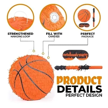 Birchio Basketball Piñata Bundle with Bat and Blindfold