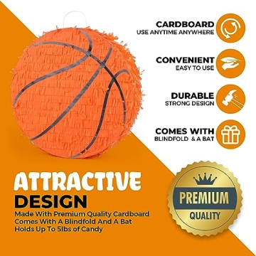 Birchio Basketball Piñata Bundle with Bat and Blindfold