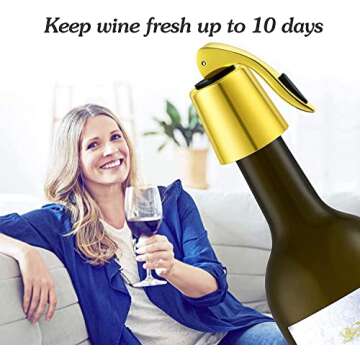 ERHIRY Wine Stoppers Set of 2 - Stainless Steel Wine Bottle Stopper with Silicone Seal, Reusable Beverage Preserver, Freshness Keeper, Premium Bottle Sealers, Ideal Wine Saver Accessory Gift Set