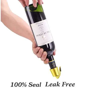 ERHIRY Wine Stoppers Set of 2 - Stainless Steel Wine Bottle Stopper with Silicone Seal, Reusable Beverage Preserver, Freshness Keeper, Premium Bottle Sealers, Ideal Wine Saver Accessory Gift Set