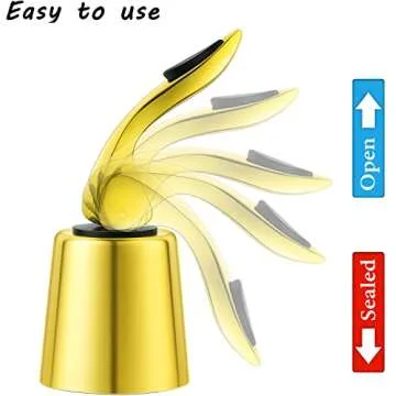 ERHIRY Wine Stoppers Set of 2 - Stainless Steel Wine Bottle Stopper with Silicone Seal, Reusable Beverage Preserver, Freshness Keeper, Premium Bottle Sealers, Ideal Wine Saver Accessory Gift Set