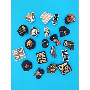 20PCS Black Lives Matter Shoes Decoration Charms fits for Clog Sandals PVC BLM Shoes Decorations for...