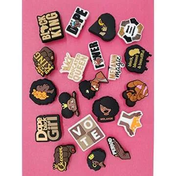 20PCS Black Lives Matter Shoes Decoration Charms fits for Clog Sandals PVC BLM Shoes Decorations for Black Women Girls Men Party Favor