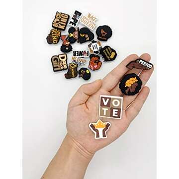 20PCS Black Lives Matter Shoes Decoration Charms fits for Clog Sandals PVC BLM Shoes Decorations for Black Women Girls Men Party Favor