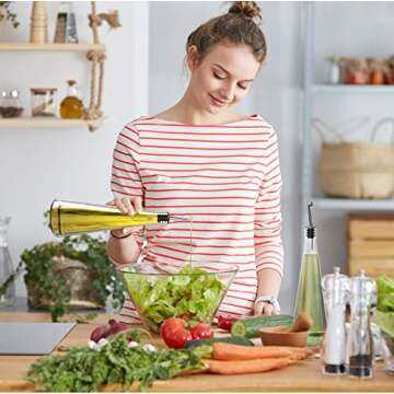 Venero Olive Oil & Vinegar Dispensers, Set of 2 Glass Bottles, 19 oz Olive Oil Dispenser Bottle Set for Kitchen, Stainless Steel Pourer Spouts & Funnel, Cooking Oil Cruet, Salad Dressing Container