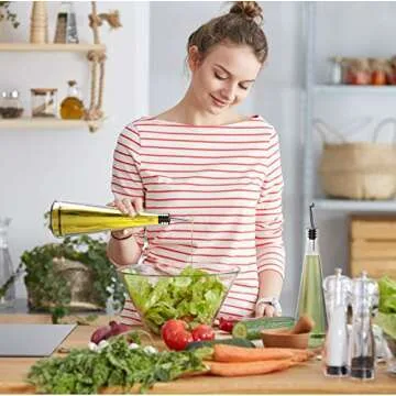 Venero Olive Oil & Vinegar Dispensers, Set of 2 Glass Bottles, 19 oz Olive Oil Dispenser Bottle Set for Kitchen, Stainless Steel Pourer Spouts & Funnel, Cooking Oil Cruet, Salad Dressing Container