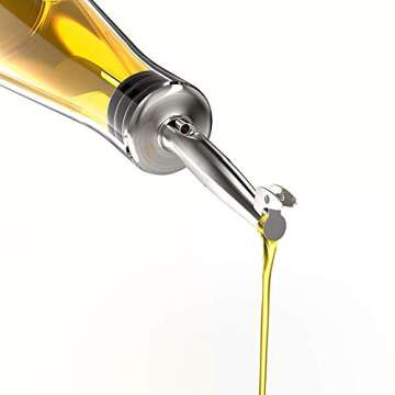 Venero Olive Oil & Vinegar Dispensers, Set of 2 Glass Bottles, 19 oz Olive Oil Dispenser Bottle Set for Kitchen, Stainless Steel Pourer Spouts & Funnel, Cooking Oil Cruet, Salad Dressing Container