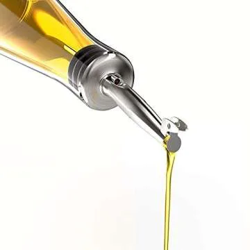 Venero Olive Oil & Vinegar Dispensers, Set of 2 Glass Bottles, 19 oz Olive Oil Dispenser Bottle Set for Kitchen, Stainless Steel Pourer Spouts & Funnel, Cooking Oil Cruet, Salad Dressing Container