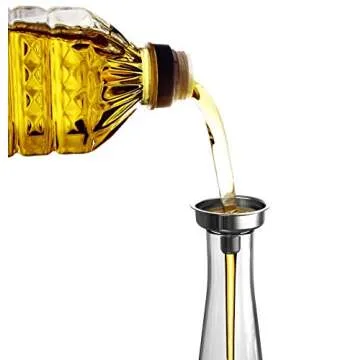 Venero Olive Oil & Vinegar Dispensers, Set of 2 Glass Bottles, 19 oz Olive Oil Dispenser Bottle Set for Kitchen, Stainless Steel Pourer Spouts & Funnel, Cooking Oil Cruet, Salad Dressing Container