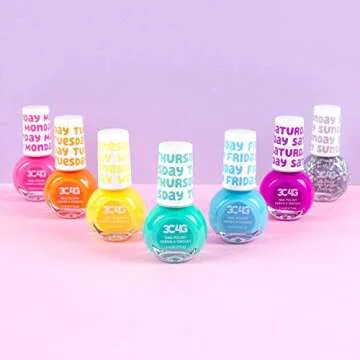 Bright Nail Polish Set for Girls & Teens - 7 Vibrant, Non-Toxic, Kid-Safe Colors for Every Day of the Week - Ideal Gift for Ages 8+ - Perfect for Parties & Play - Fun DIY Manicure Kit by Make It Real