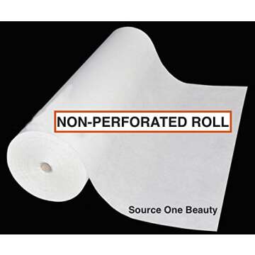 Source One Beauty Disposable Bed Sheets Rolls for Massage Facial Waxing and Body Treatments 24" x 300' Non-Woven Material Non-Perforated (1 Roll)