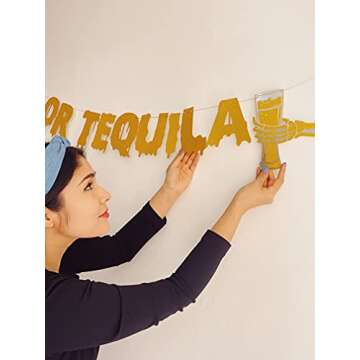 Bestus Trick or Tequila Halloween Decorations Banner - Adult Halloween Party Supplies Sign