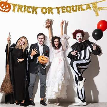 Bestus Trick or Tequila Halloween Decorations Banner - Adult Halloween Party Supplies Sign