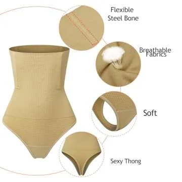 SAYFUT 328 Women Waist Cincher Girdle Tummy Slimmer Sexy Thong Panty Shapewear, Nude, Medium/Large(W...