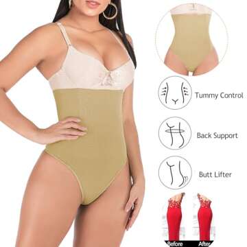 SAYFUT 328 Women Waist Cincher Girdle Tummy Slimmer Sexy Thong Panty Shapewear, Nude, Medium/Large(Waist 25"-30")