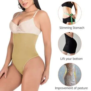 SAYFUT 328 Women Waist Cincher Girdle Tummy Slimmer Sexy Thong Panty Shapewear, Nude, Medium/Large(Waist 25"-30")