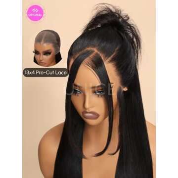 UNICE Pre Everything Glueless Frontal Wig Body Wave 13X4 HD Pre Cut Lace Front Wigs Human Hair Pre Bleached Invisible Bye Bye Knots Wig Pre Plucked 150% Density 24inch