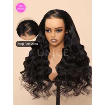 UNICE Pre Everything Glueless Frontal Wig Body Wave 13X4 HD Pre Cut Lace Front Wigs Human Hair Pre Bleached Invisible Bye Bye Knots Wig Pre Plucked 150% Density 24inch